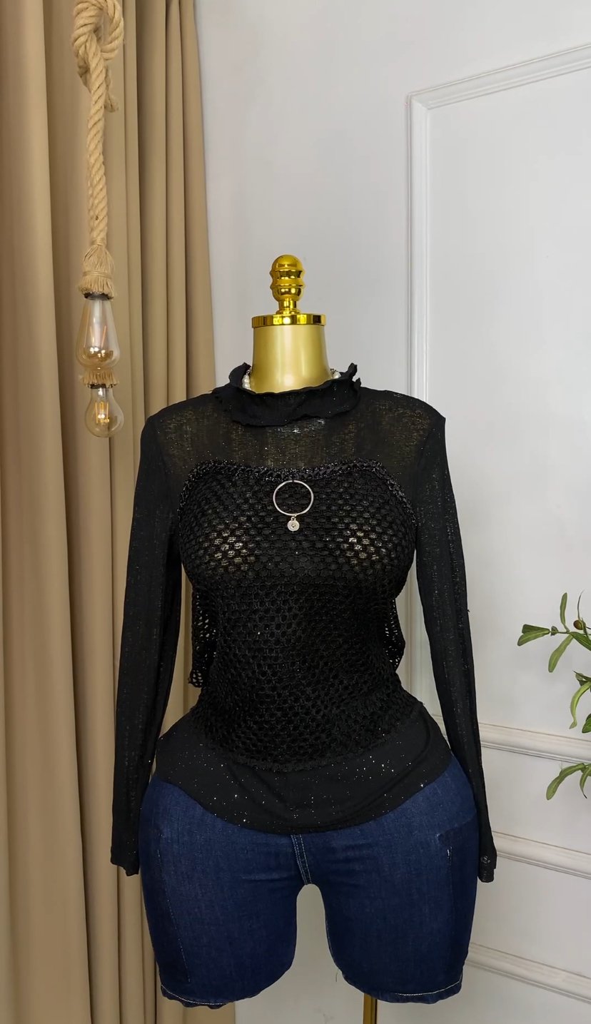 Black net mesh Top M126