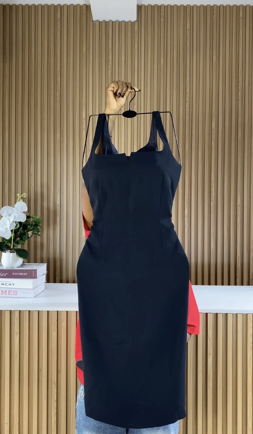 Black chic armless cop dress C222
