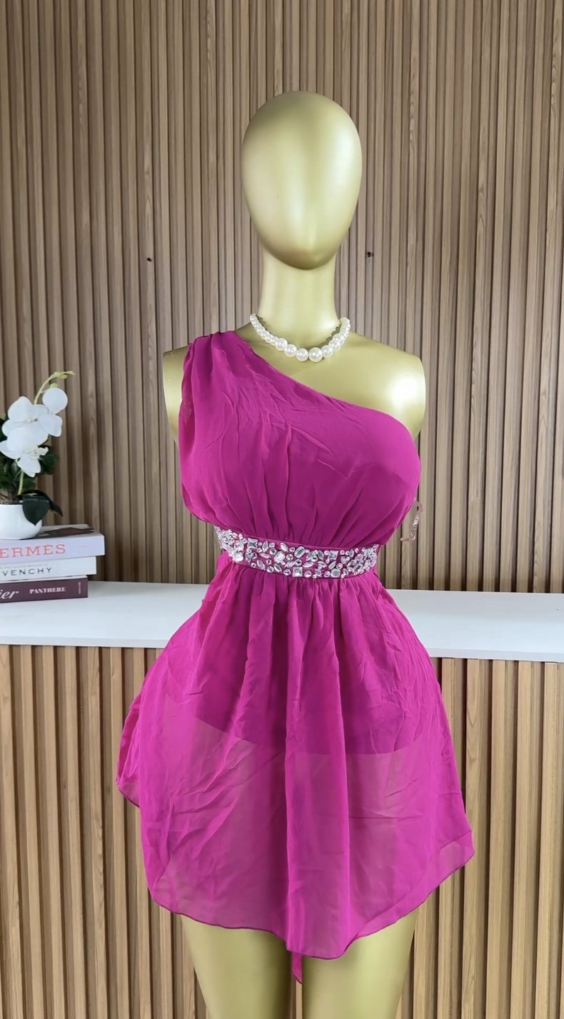 Purple one-shoulder dress B390 (40D)