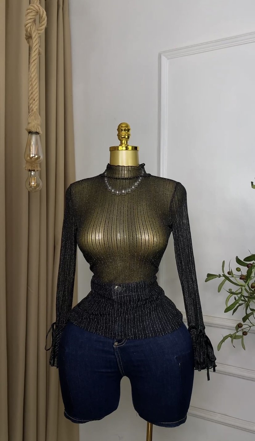 Black&white Mesh Top M076