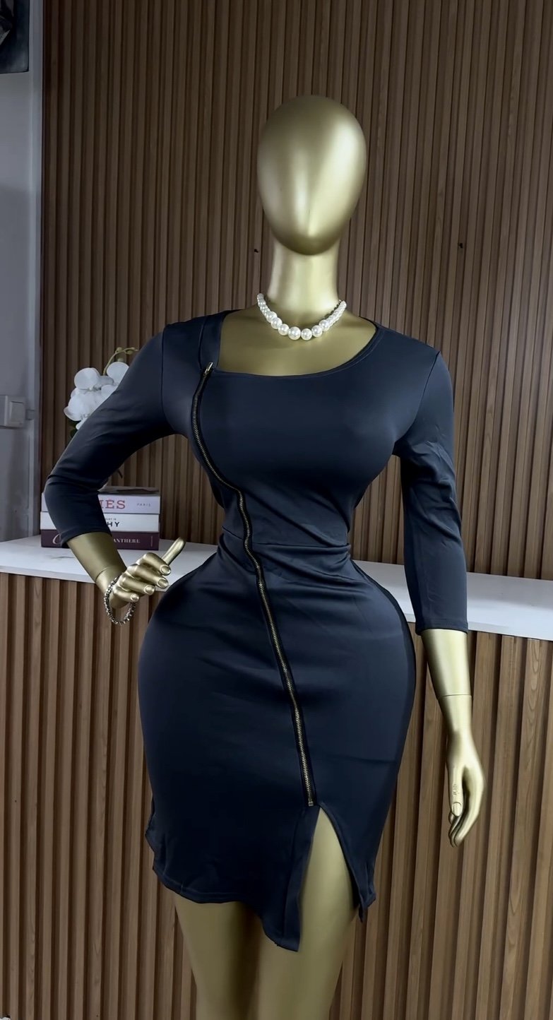 Blue fitted chic dress B131 (40D)