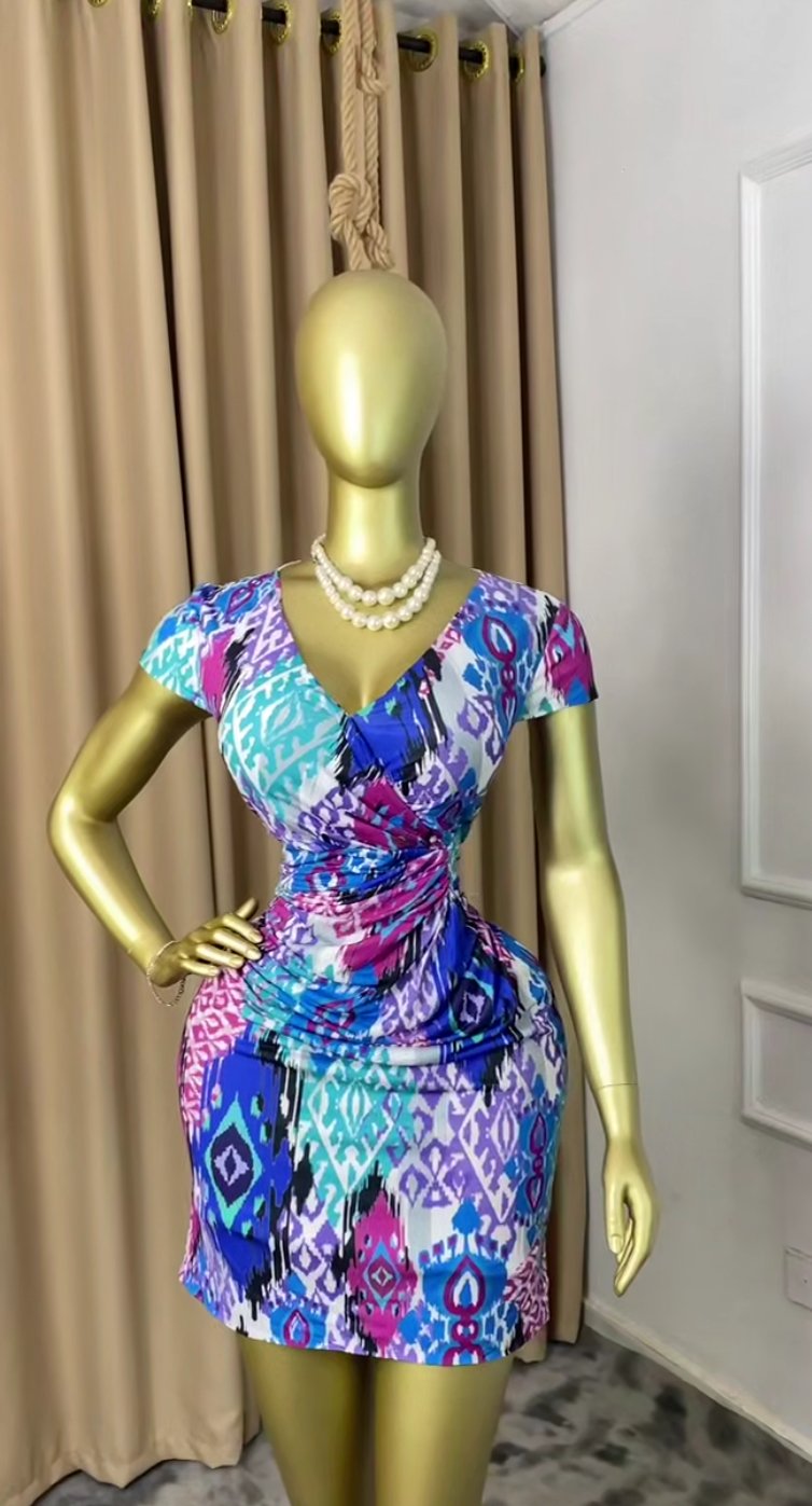 Multicolored print dress P165