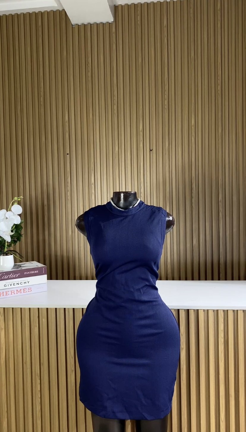 Deep blue corporate dress C071