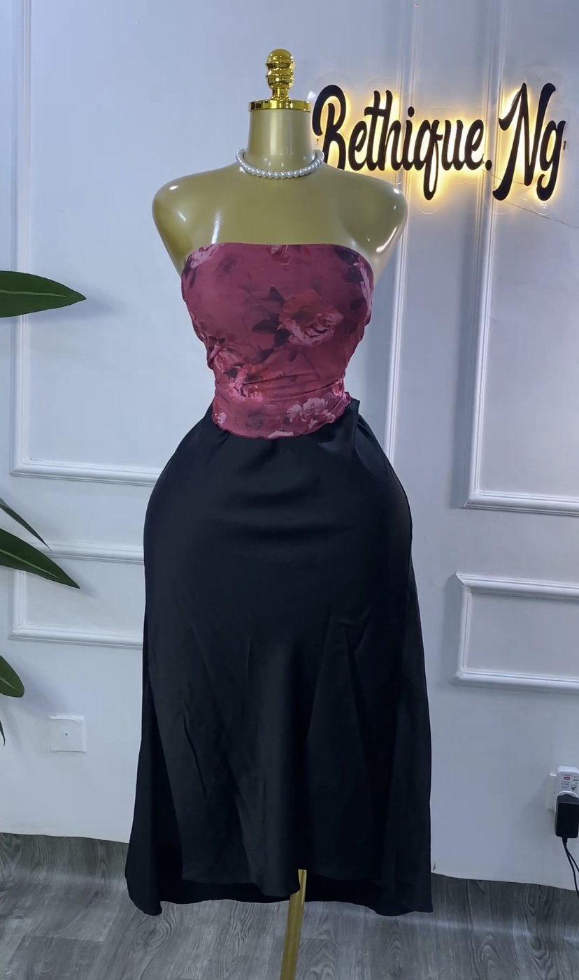 Wine floral tube top only SET 176
