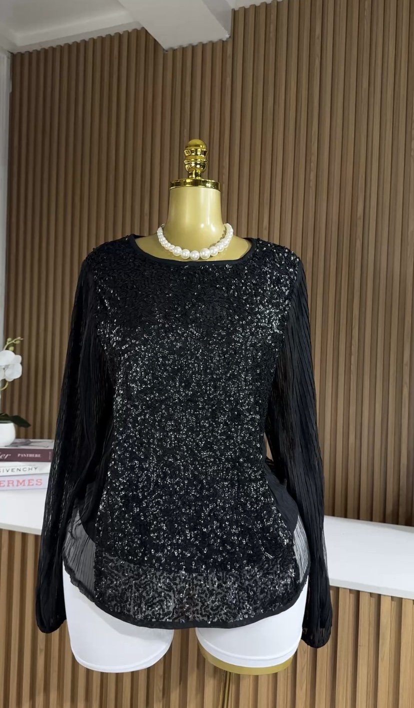 Black sequin cop Top J022