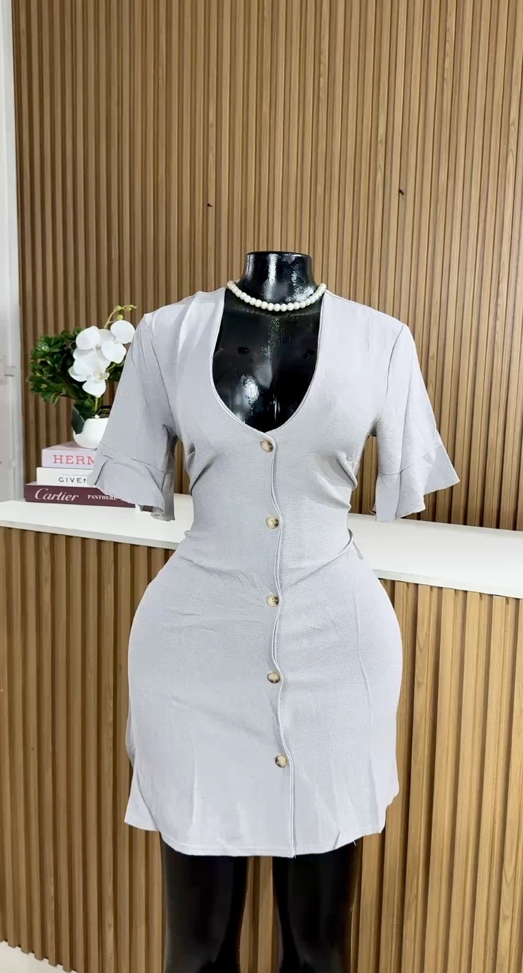 Grey button-down mini dress 363 (40D)