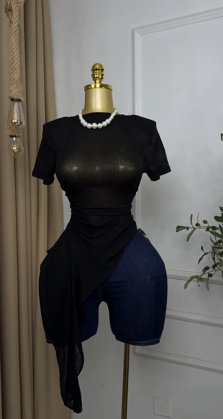 Stylish black mesh Top M338
