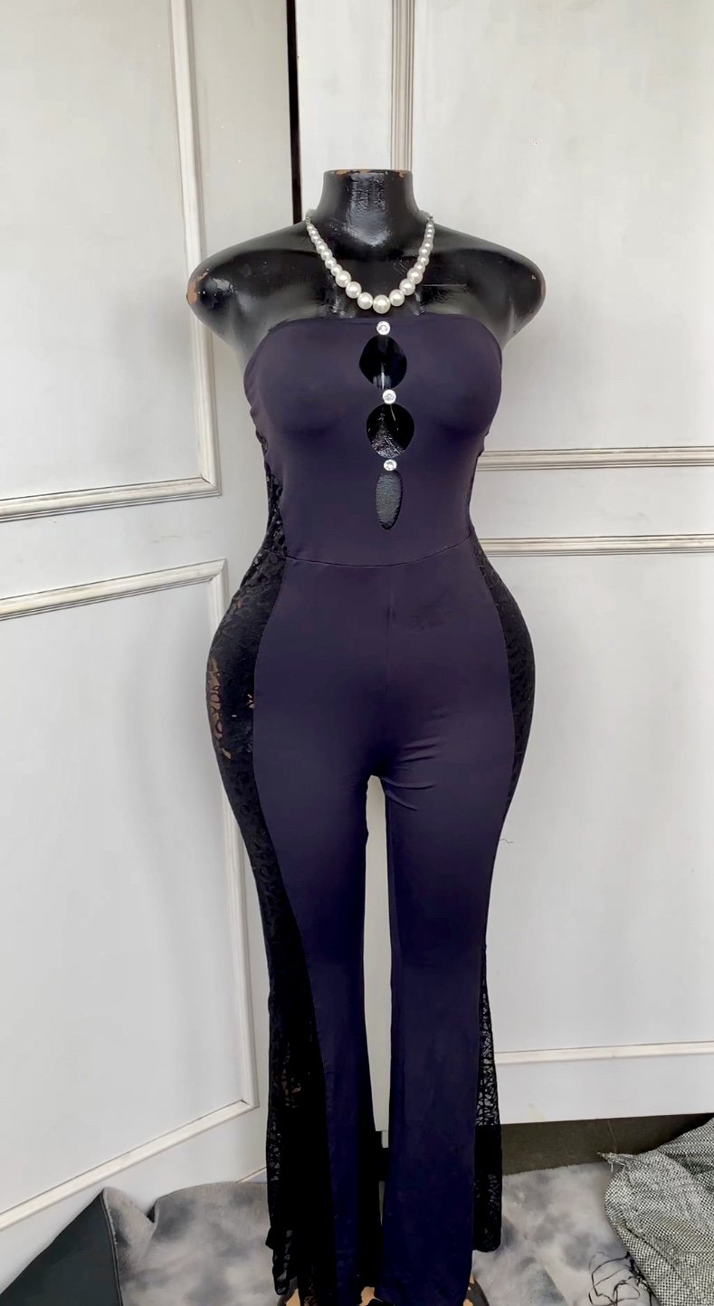Sexy blue& black jumpsuit B168 (40D)
