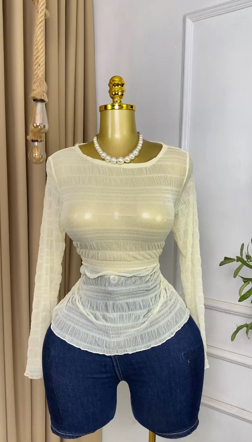 Cream mesh Top M455