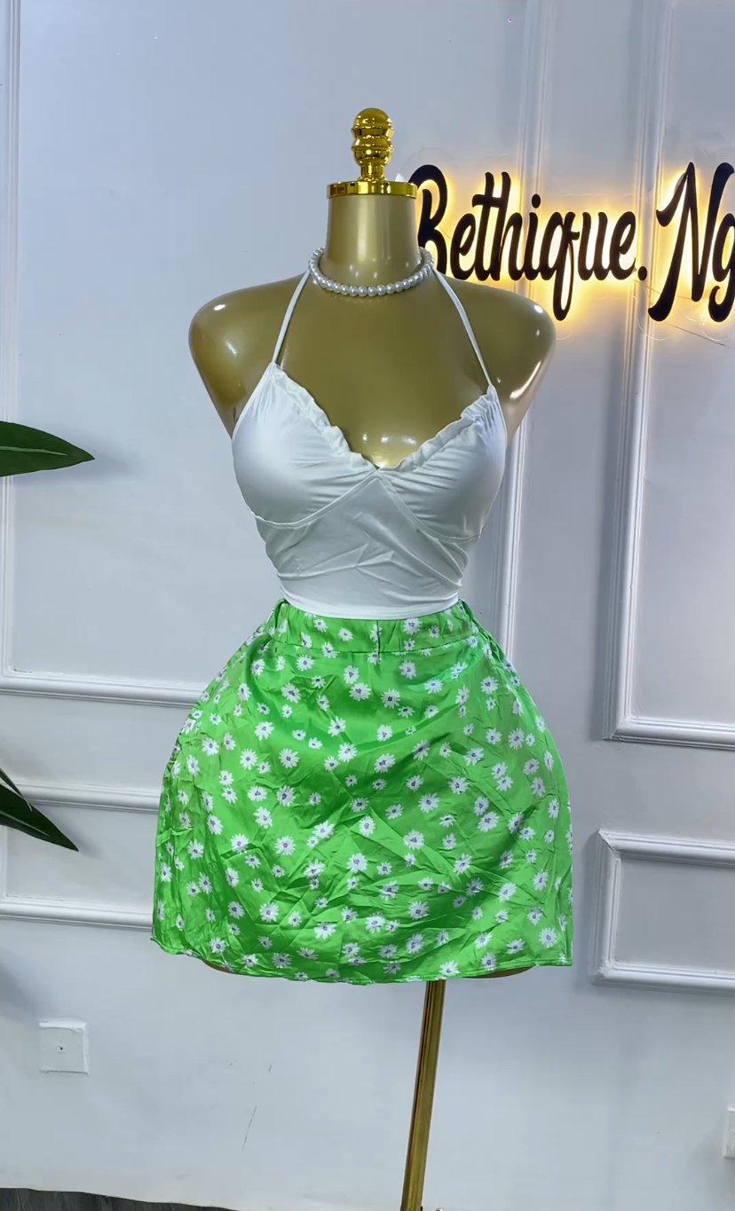 White& green floral combo SET128