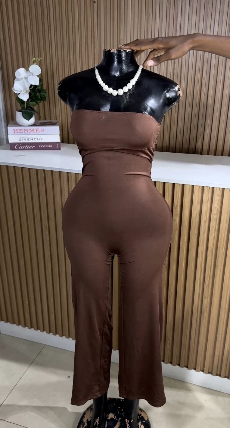 SHEIN brown strapless jumpsuit SH17 (40D)