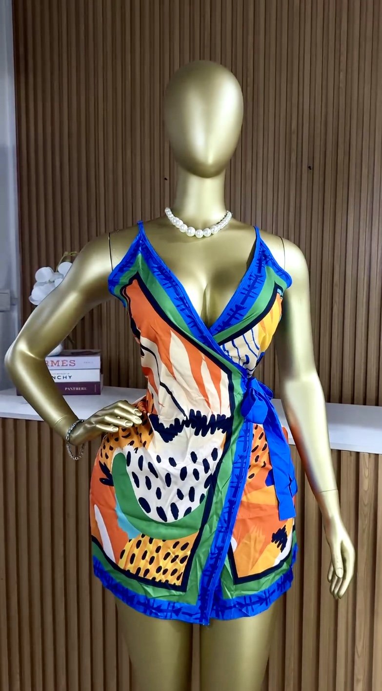SHEIN Abstract print wrap dress SH67 (40D)