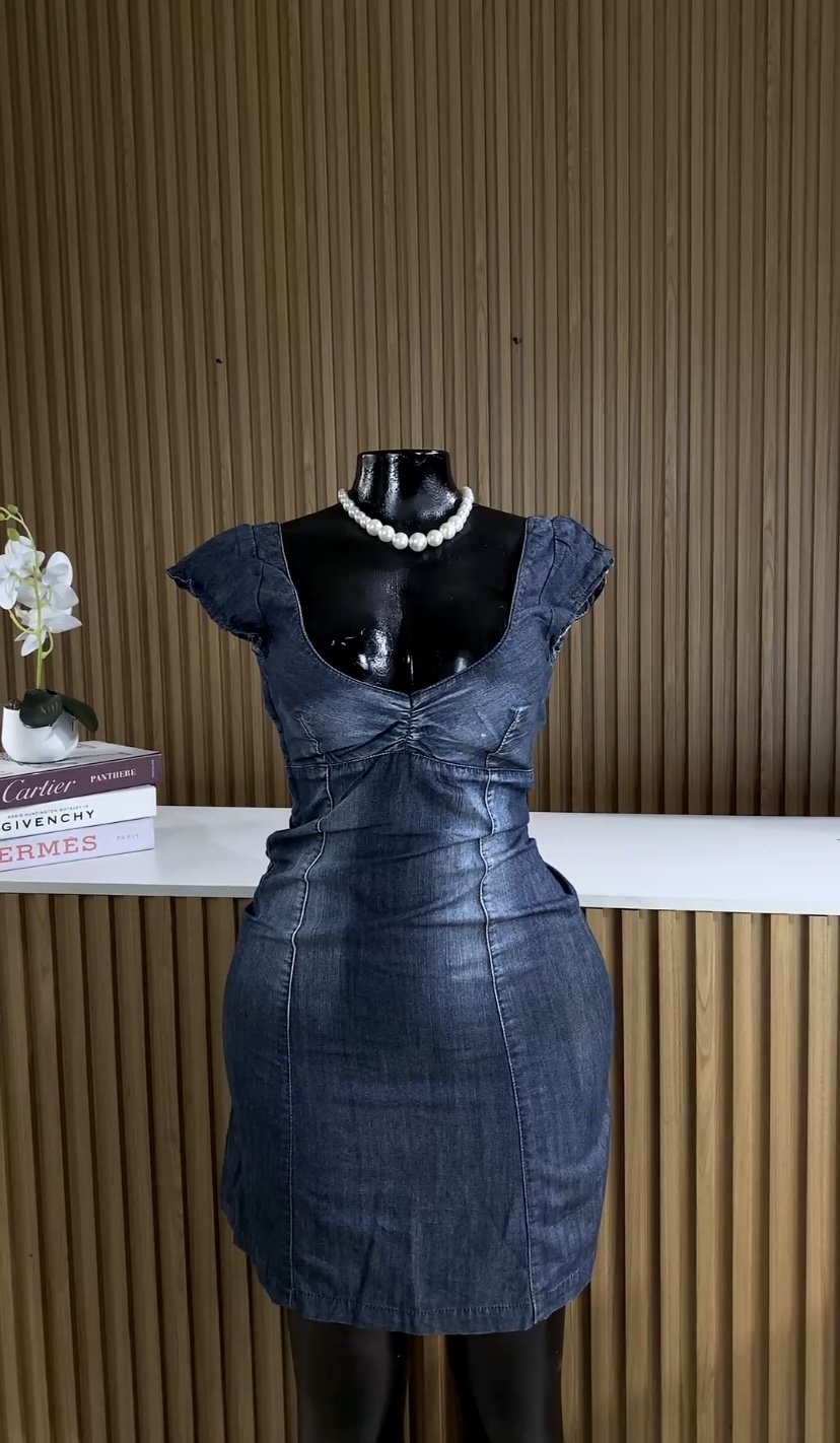 Deep blue straight dress 033