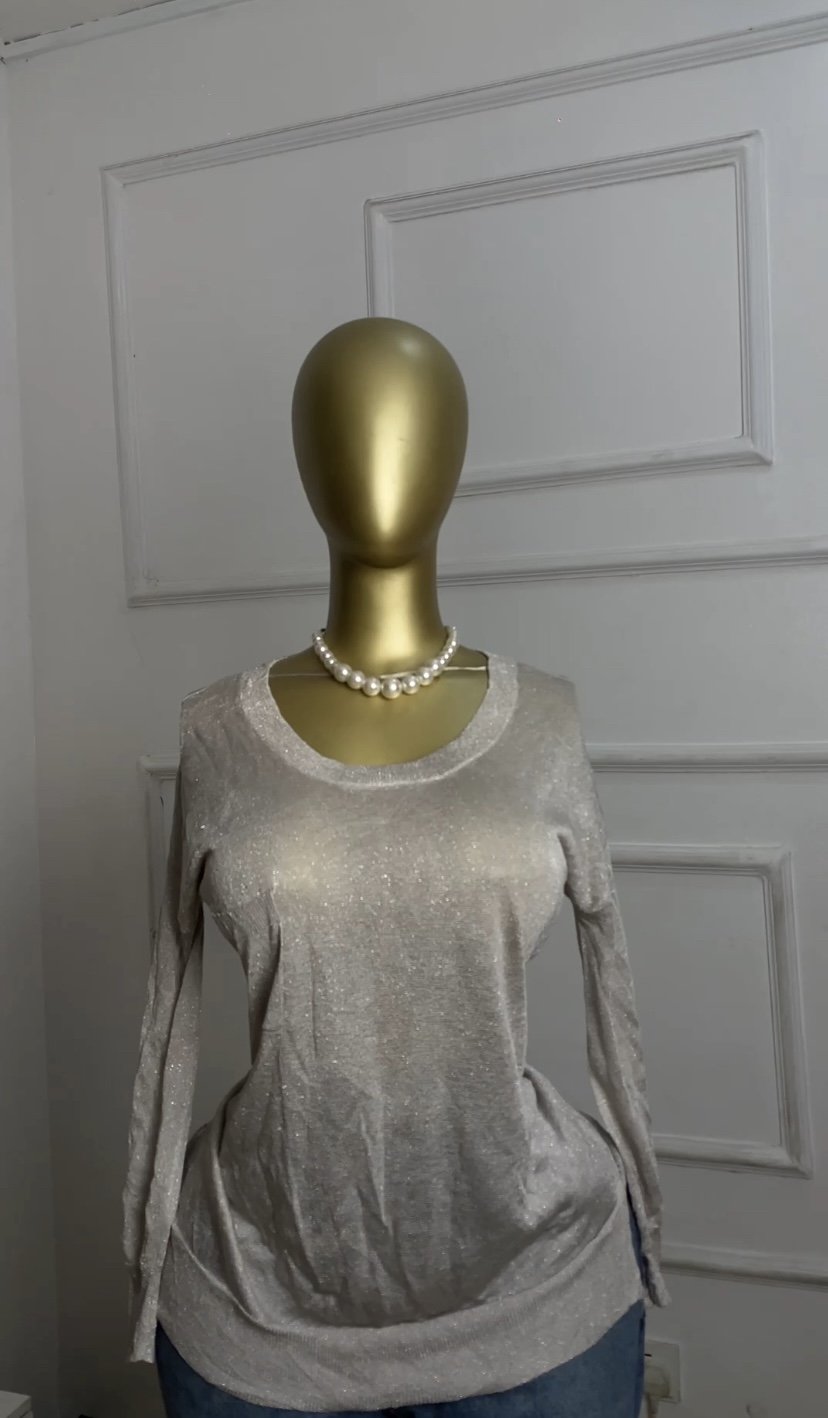 Shiny beige top R729