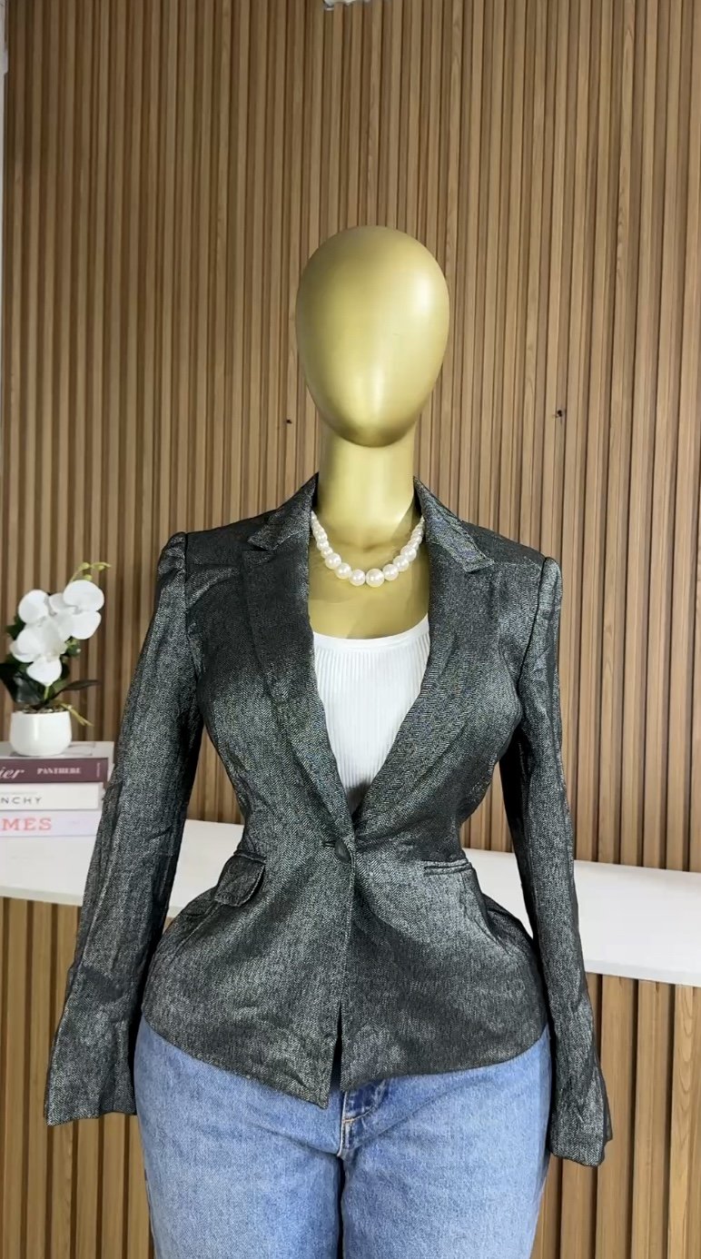 Charcoal grey metallic blazer S175