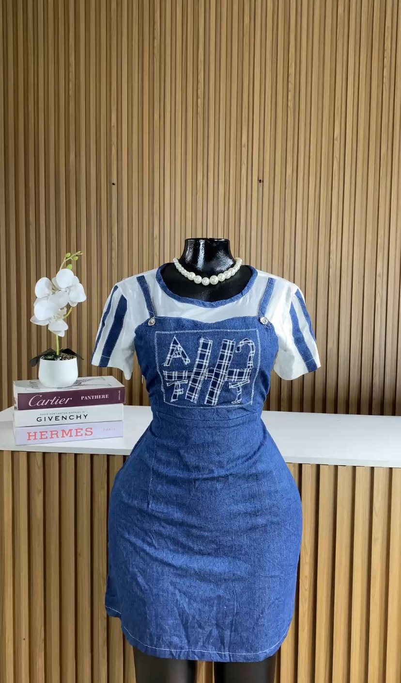 Blue denim suspender dress 242