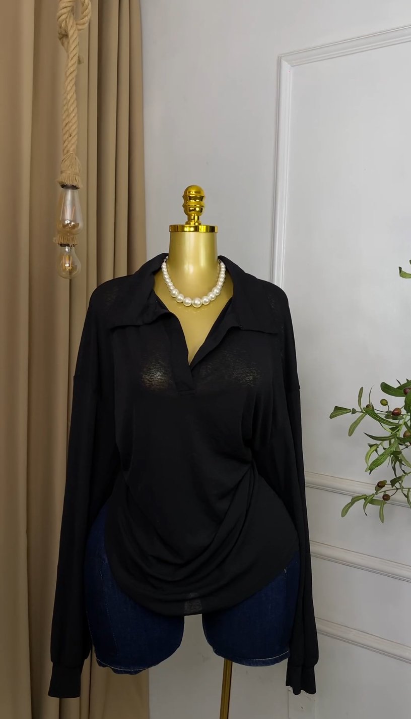 Black collared mesh Top M252