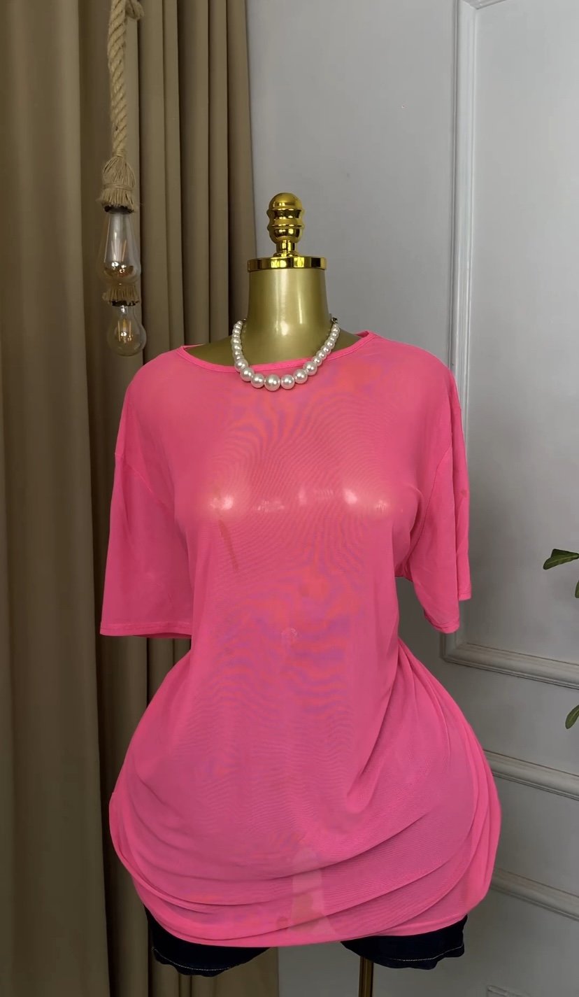 Stylish Pink  mesh Top M215