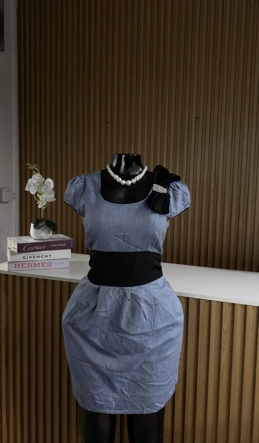 Blue&black denim dress 066