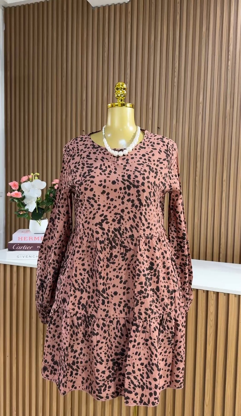 Brown&black polka dot dress 124 (40D)