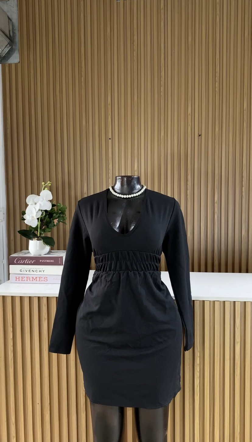 Stylish black stretchy dress C264