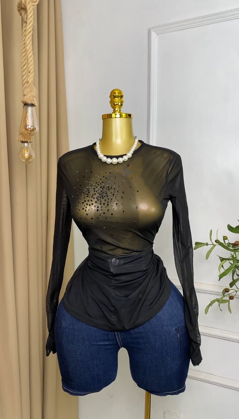 Black mesh Top M020