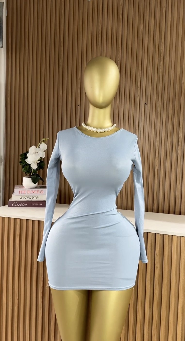 Blue cross-back bodycon dress B392 (40D)