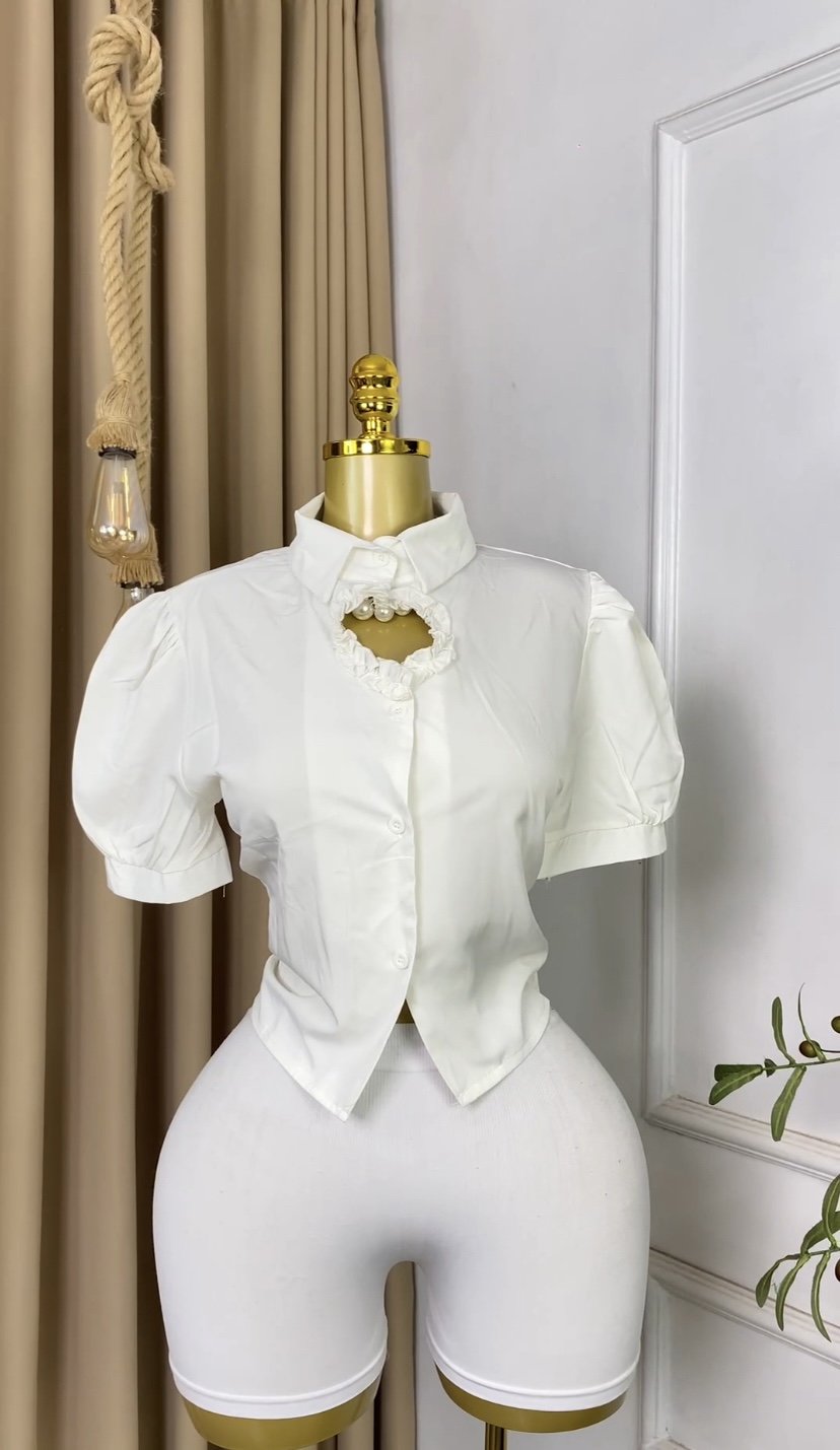 White crop corporate Top J443