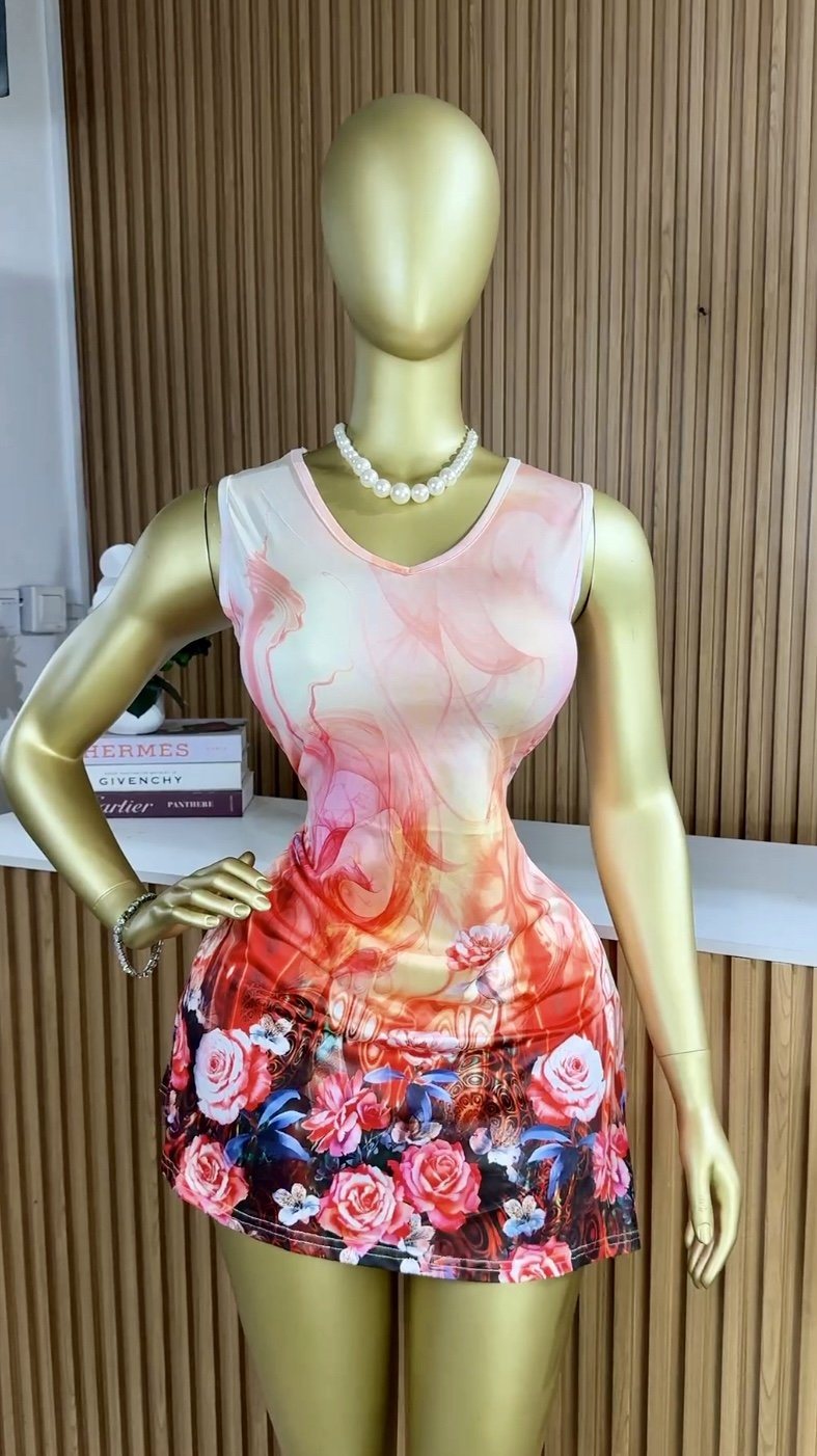 SHEIN pink multicolored floral dress SH64 (40D)