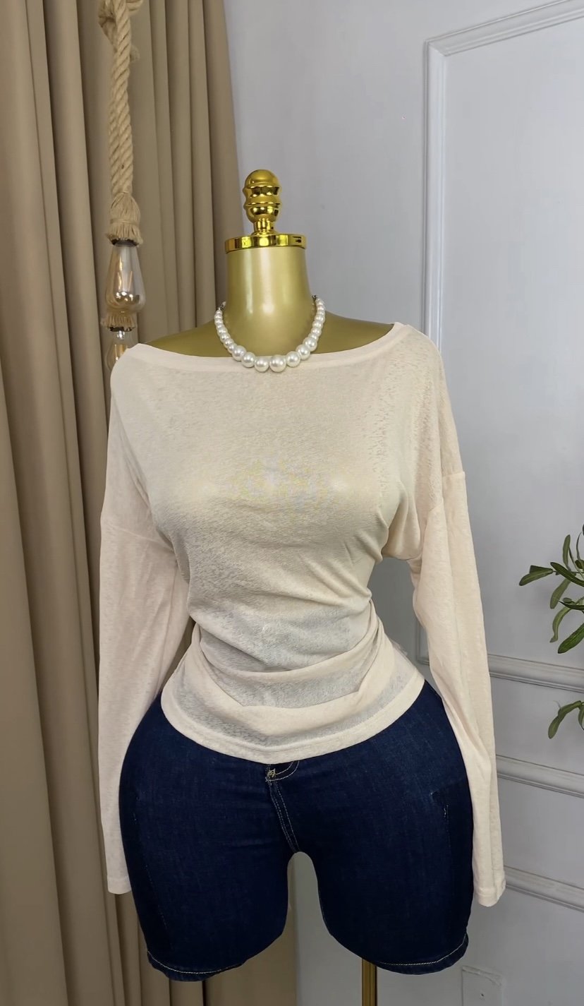 Stylish beige mesh Top M371