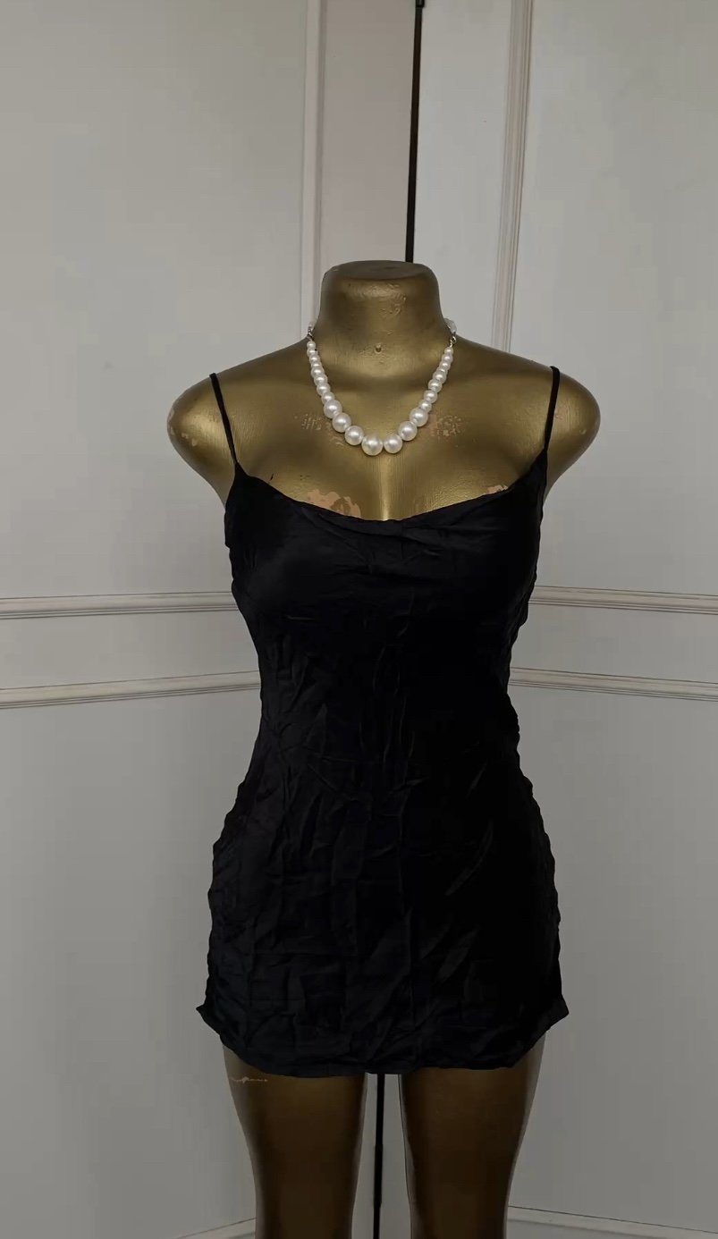 Stylish black mini dress B154 (40D)