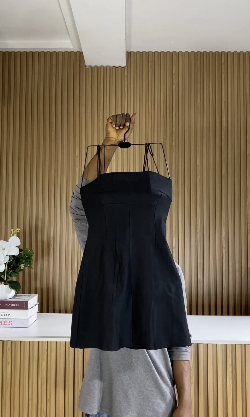Stylish black mini cop dress C158