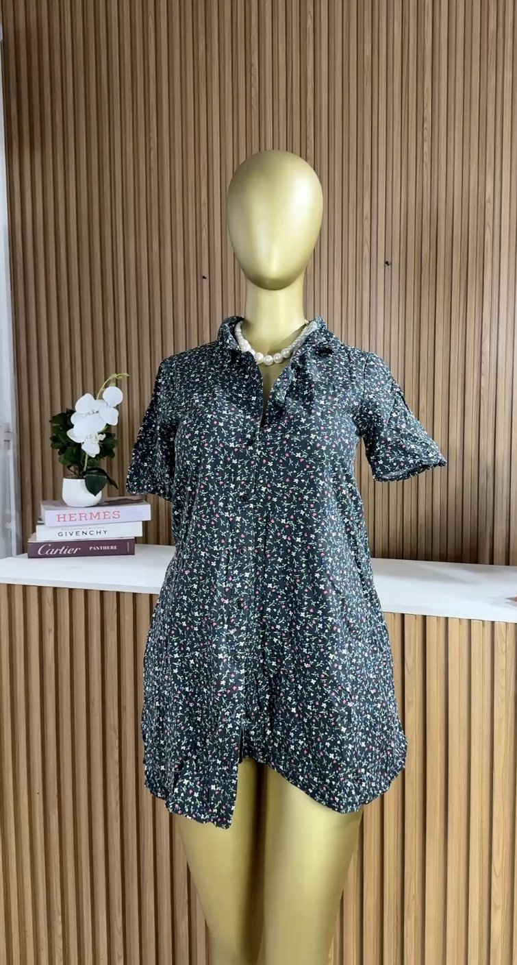 Black floral collar dress B330 (40D)
