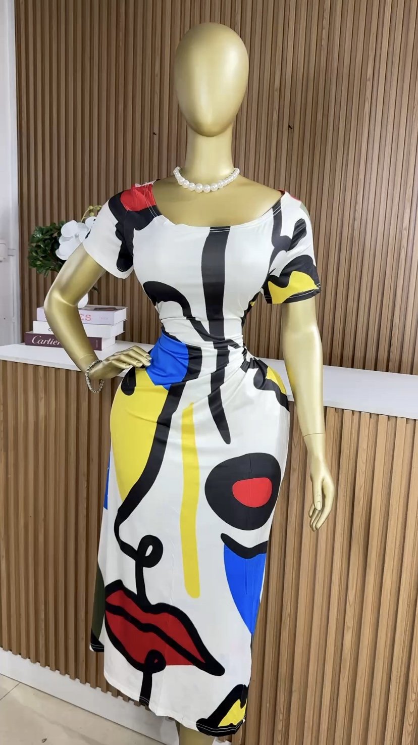 Stylish face print dress 356 (40D)