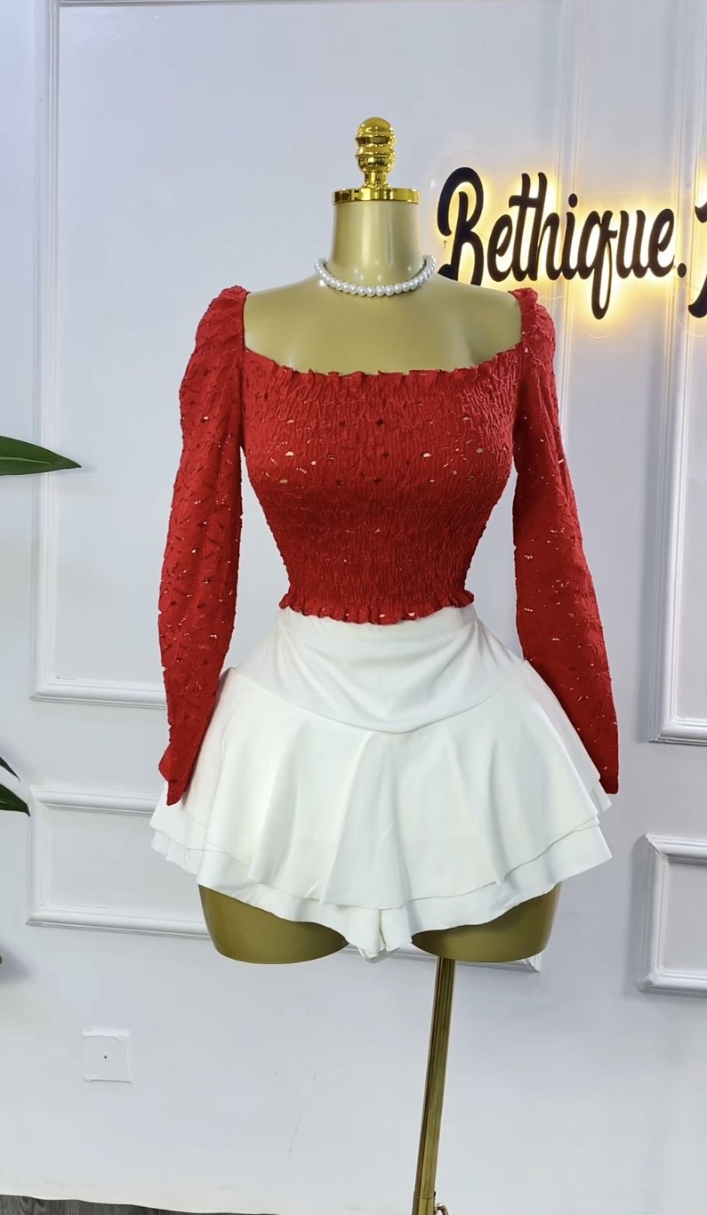 Red&white Top&skirt combo SET28