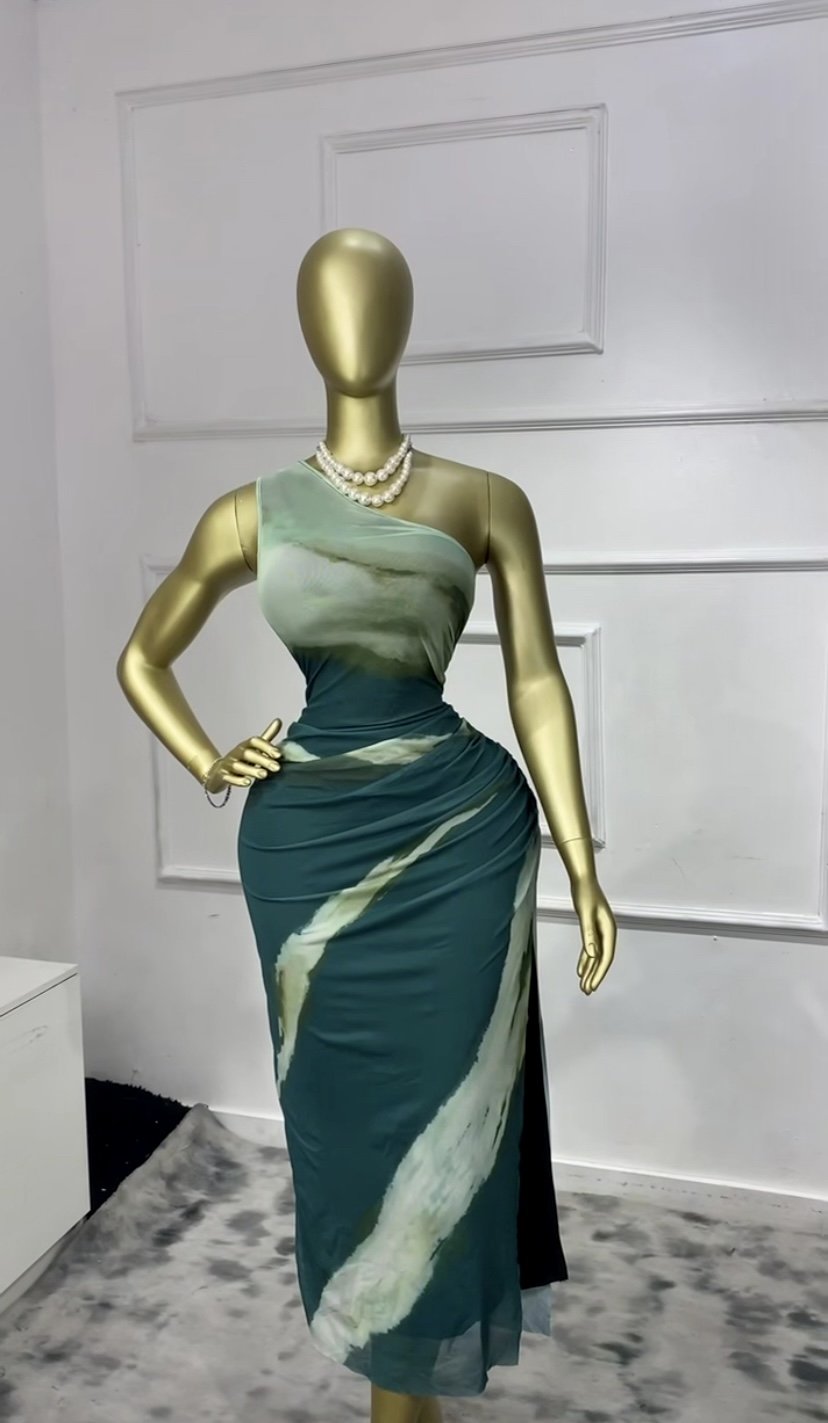 Green chic mesh dress P029