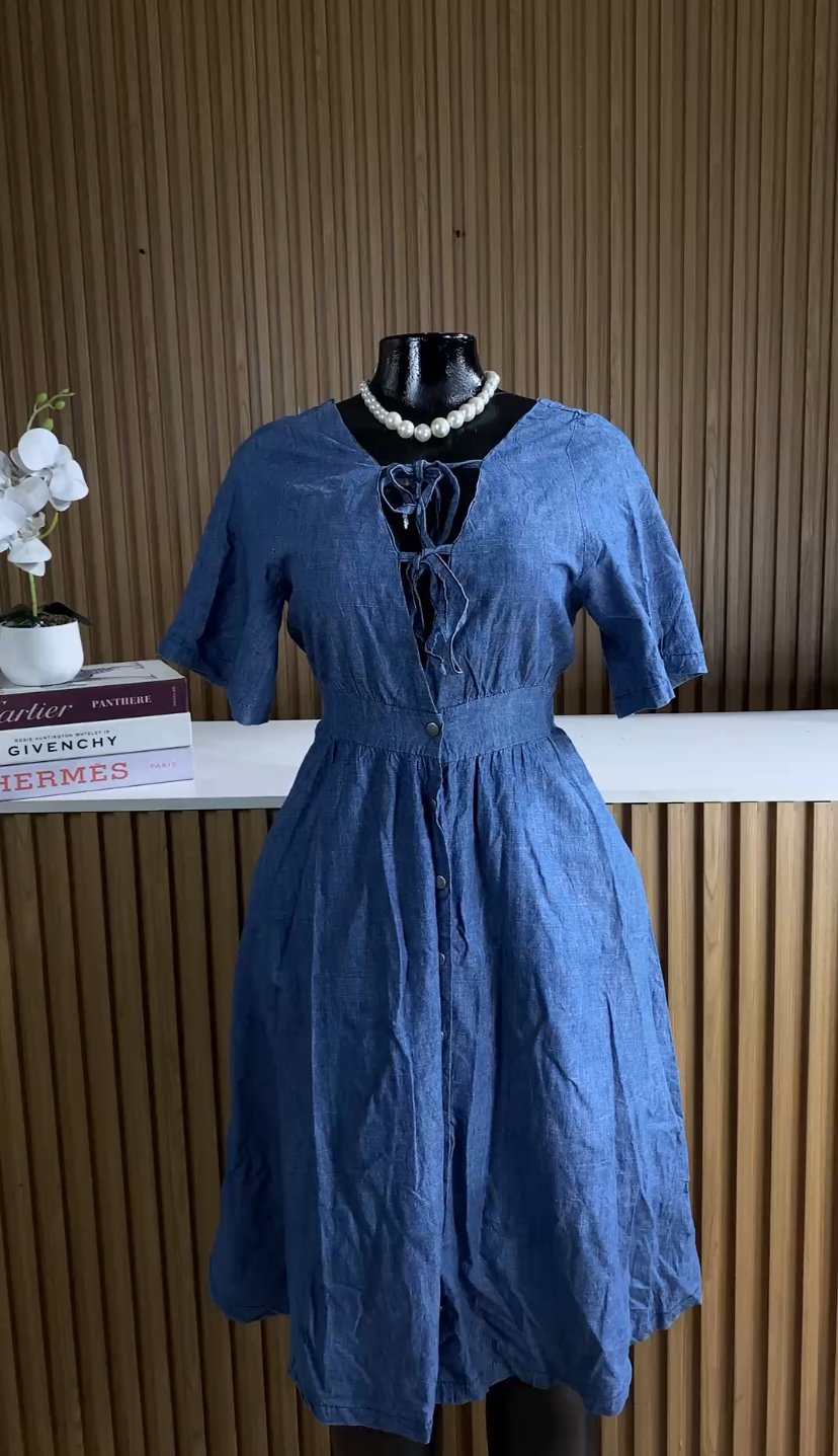 Blue flare denim dress 262
