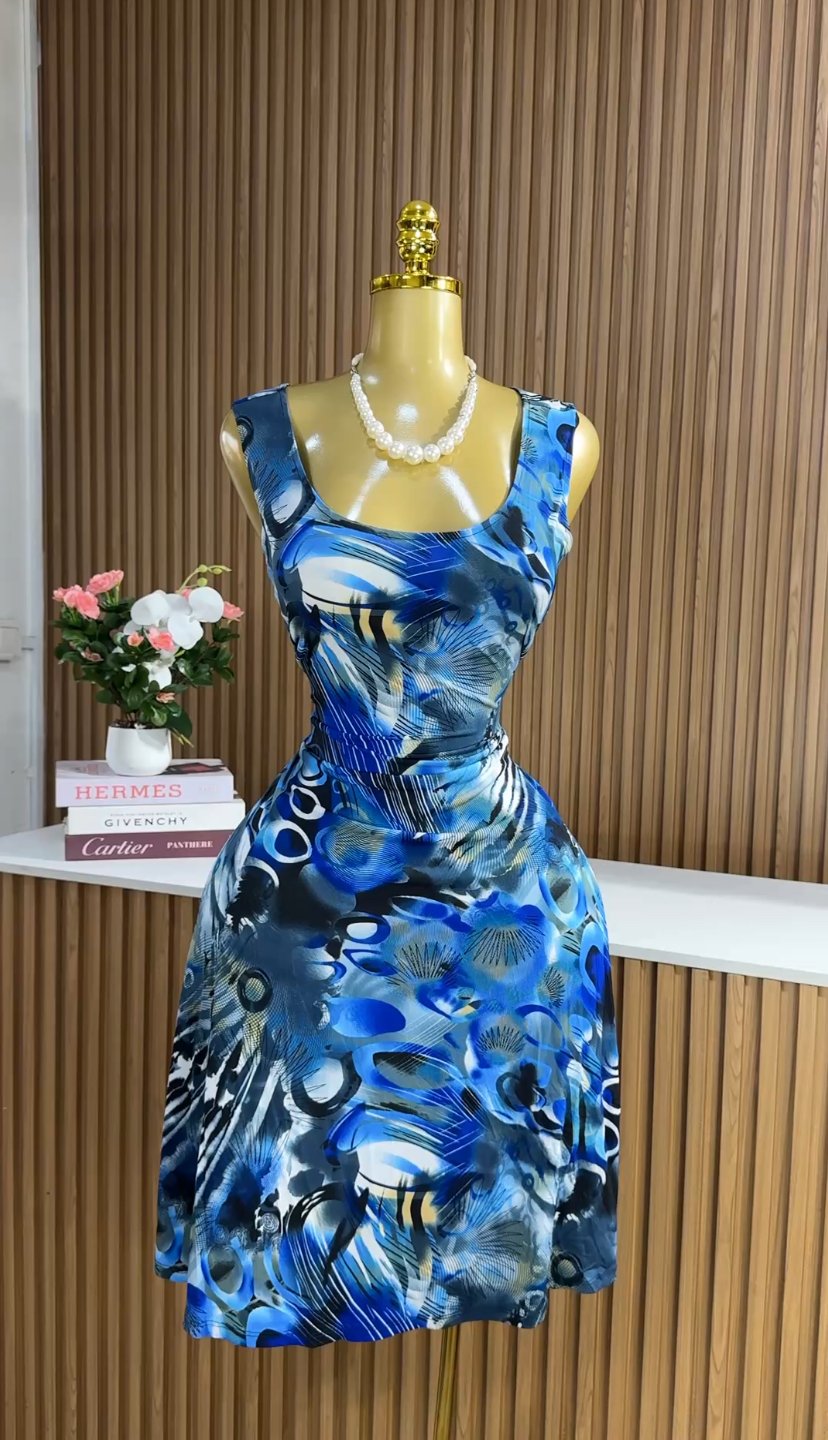 Stylish blue sleeveless dress 047 (40D)