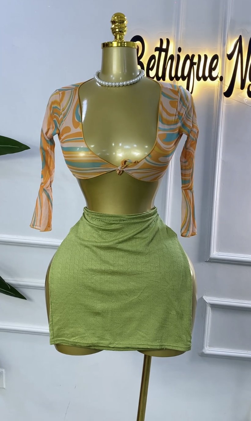 Orange mesh&green combo SET245