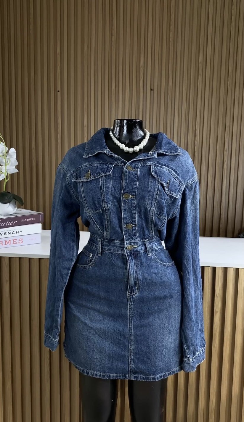 Stylish blue denim dress 026