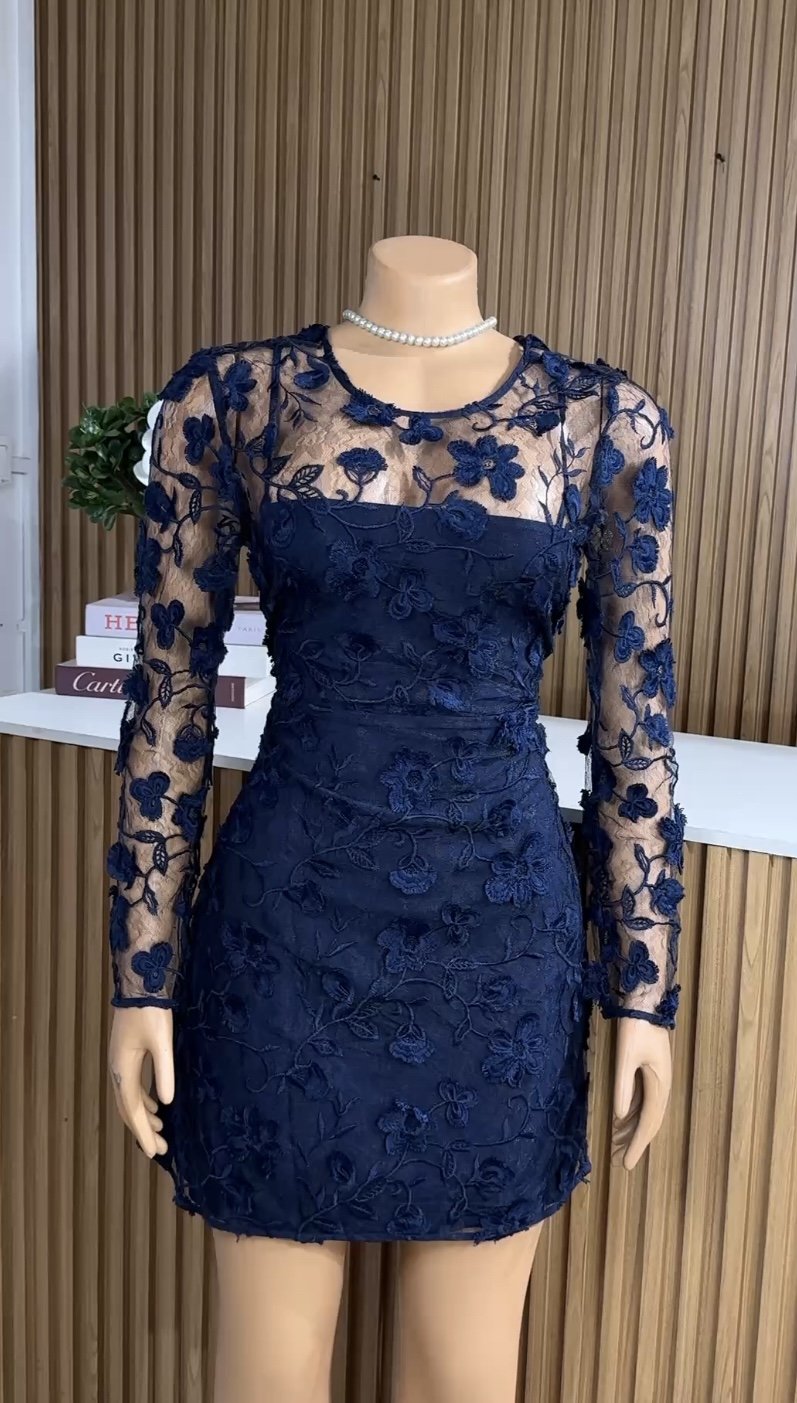 Blue floral lacey mini dress 347 (40D)