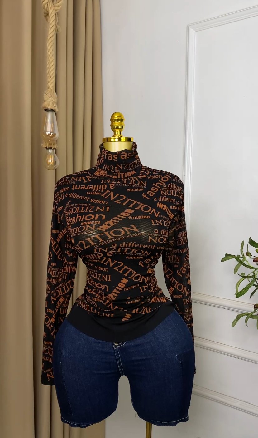 Brown&black mesh Top M176