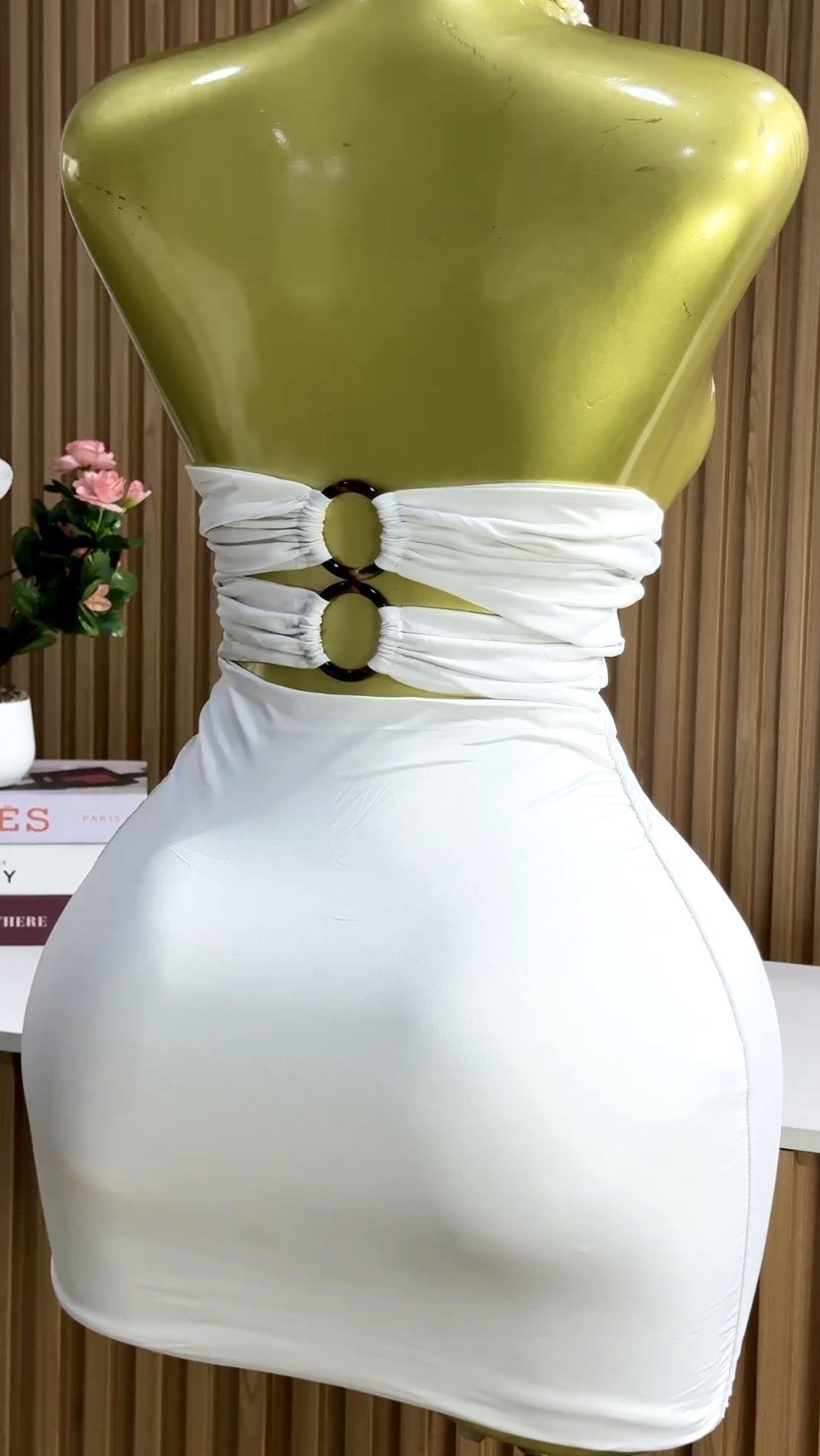 Sexy white bodycon mini dress 228 (40D)