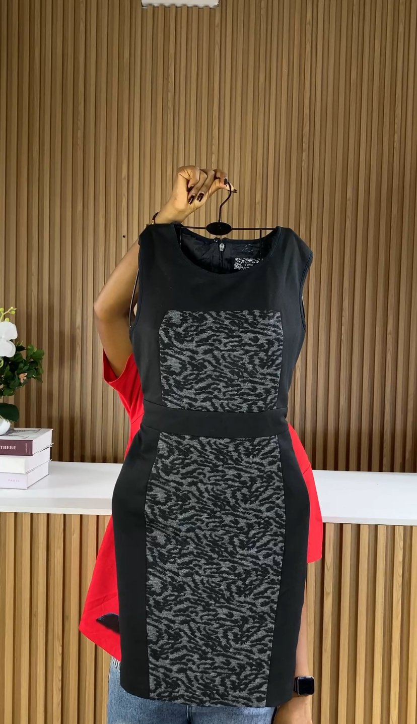 Grey&black sleeveless cop dress C242