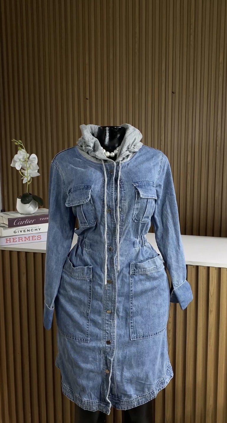 Blue hoodie dress 022