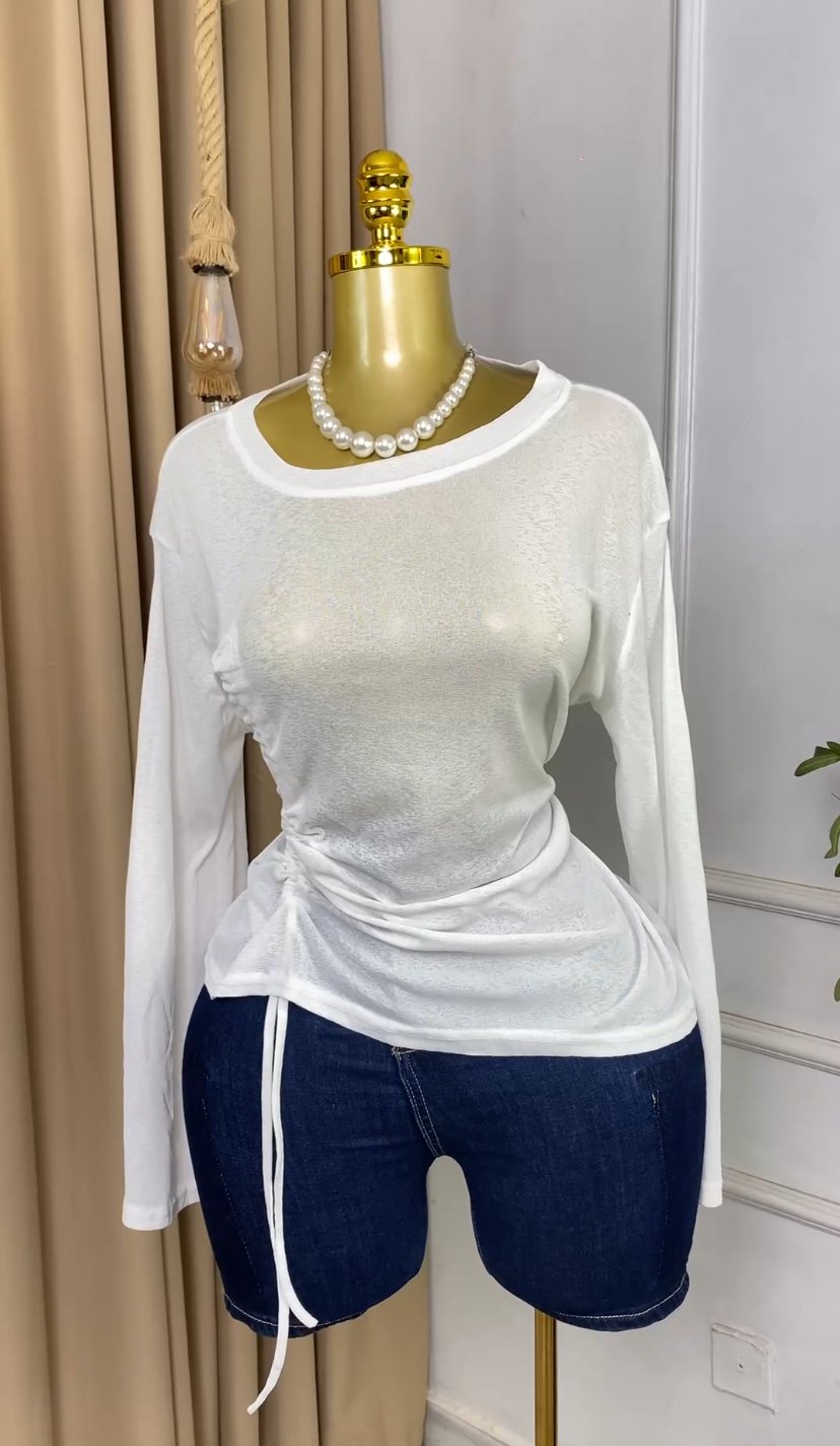 Stylish white mesh Top M386