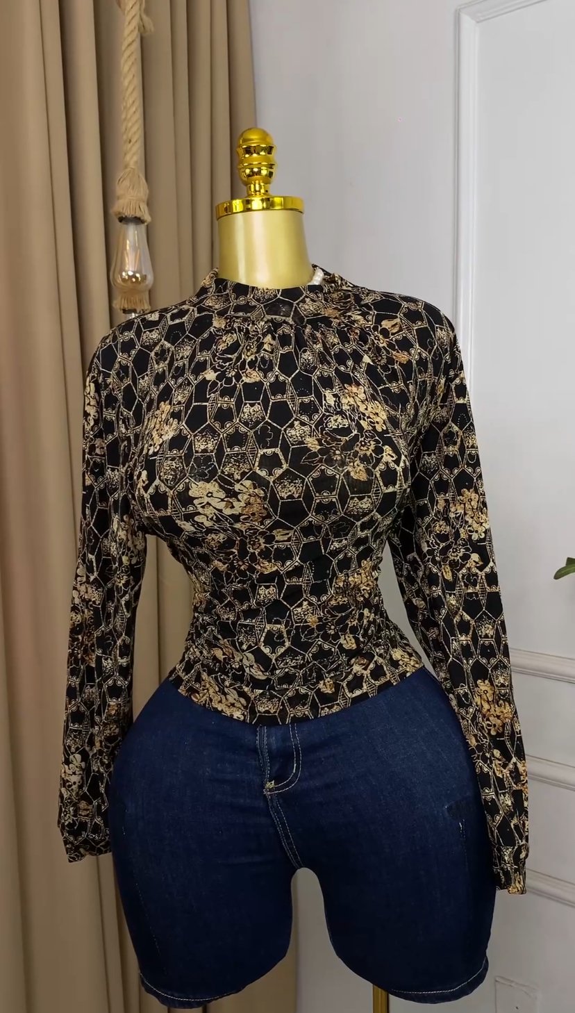 Black&gold mesh Top M381