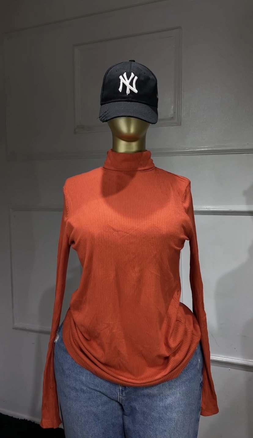 Burnt orange turtle neck S026