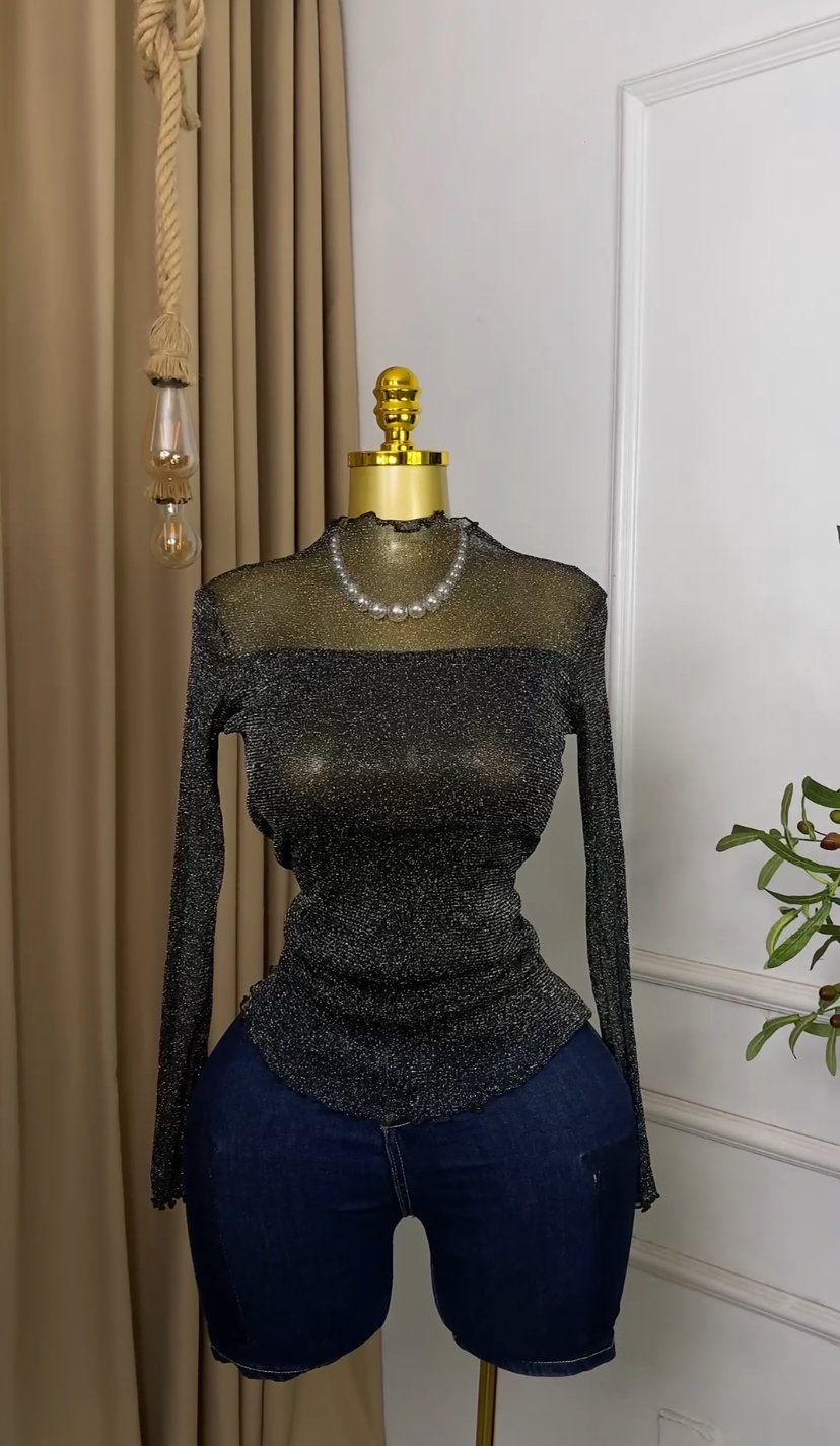 Black&silver mesh Top M253