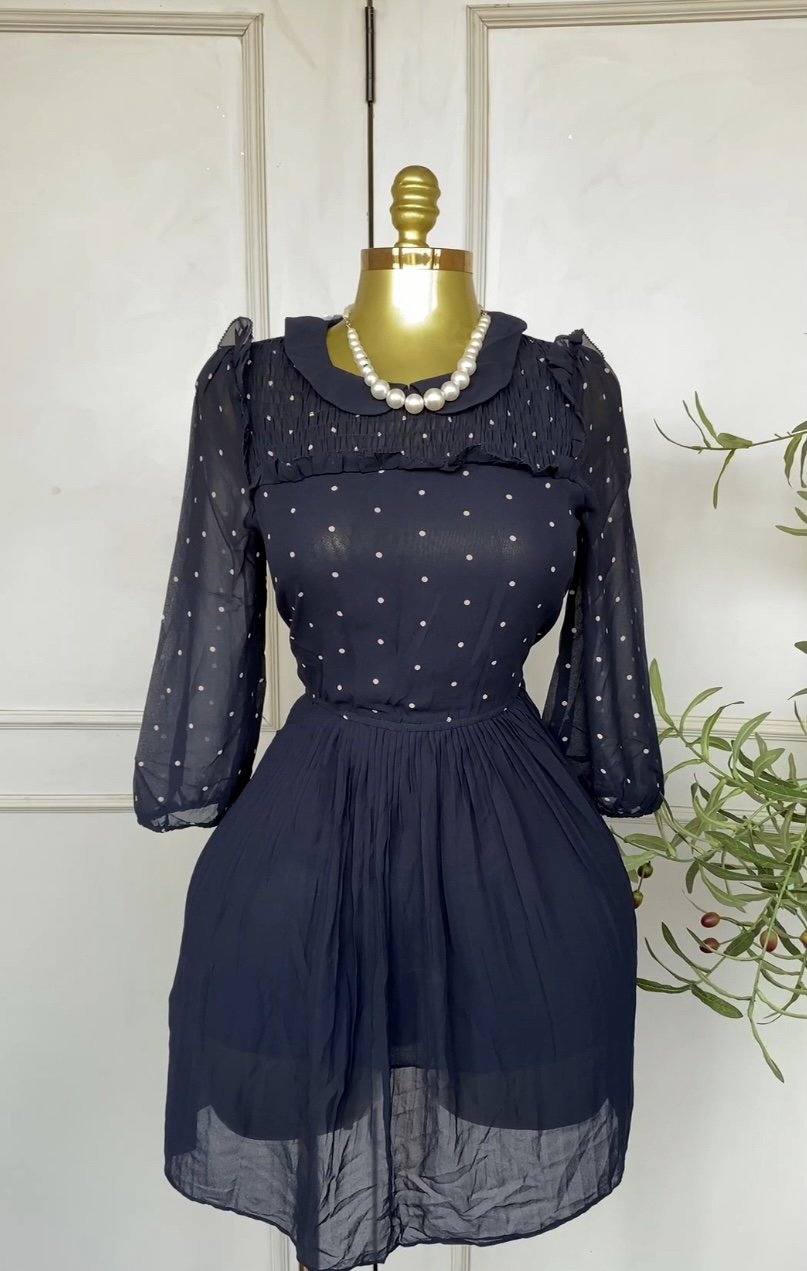 Navy blue beaded midi dress 488 (40D)